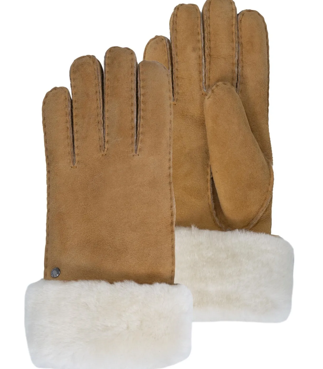 Warme leren dameshandschoenen Caramel