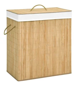 Wasmand met 2 vakken 100 L bamboe