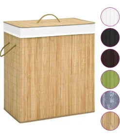 Wasmand met 2 vakken 100 L bamboe