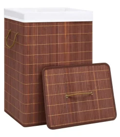 Wasmand met 2 vakken 72 L bamboe bruin