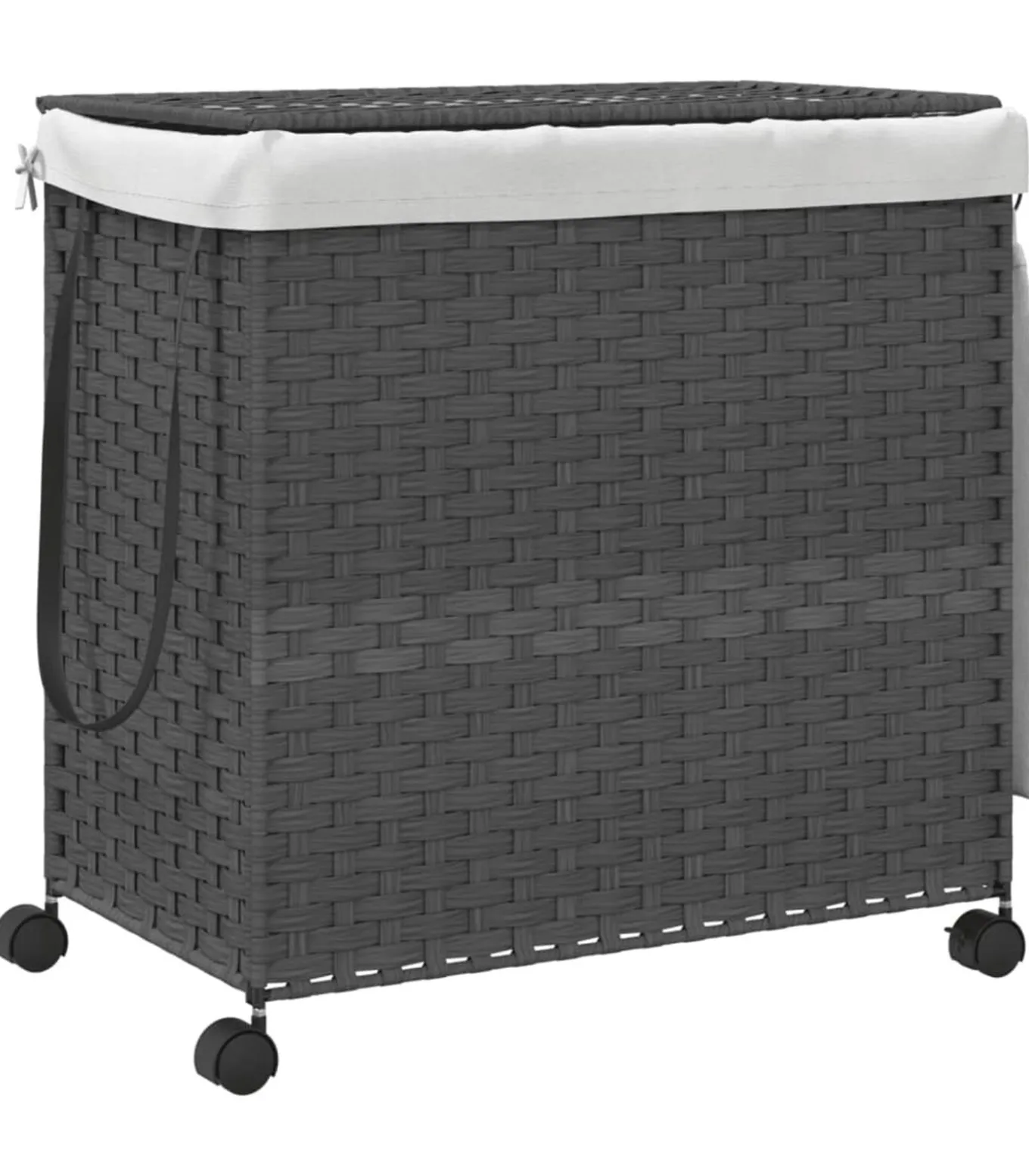 Wasmand op wielen 60x35x60,5 cm rattan grijs