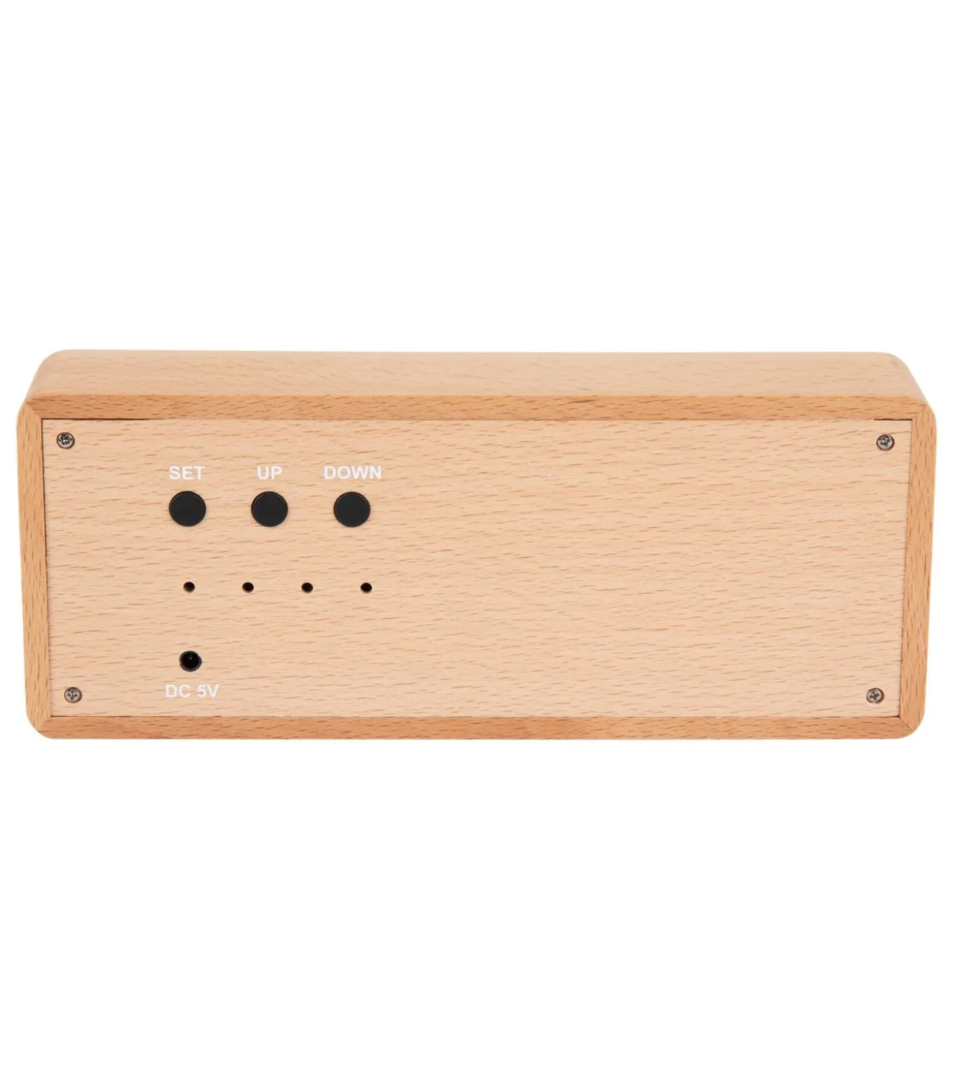 Wekker Solid Wood Engraved - Lichthout - 20x4.5x8cm