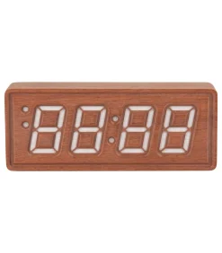 Wekker Solid Wood Engraved - Donkerhout - 20x4.5x8cm