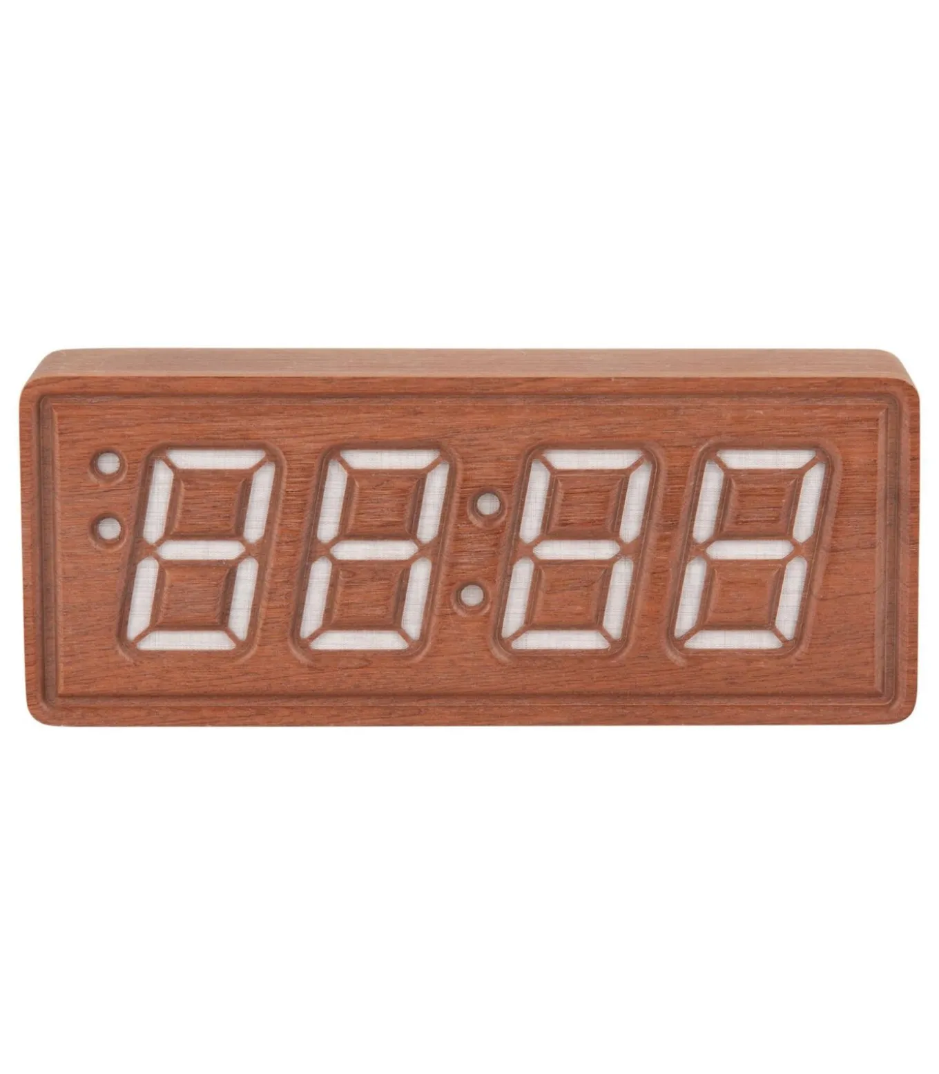 Wekker Solid Wood Engraved - Donkerhout - 20x4.5x8cm