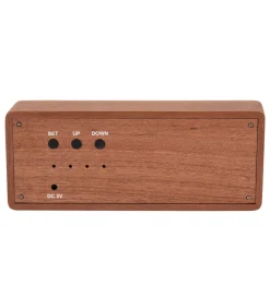 Wekker Solid Wood Engraved - Donkerhout - 20x4.5x8cm