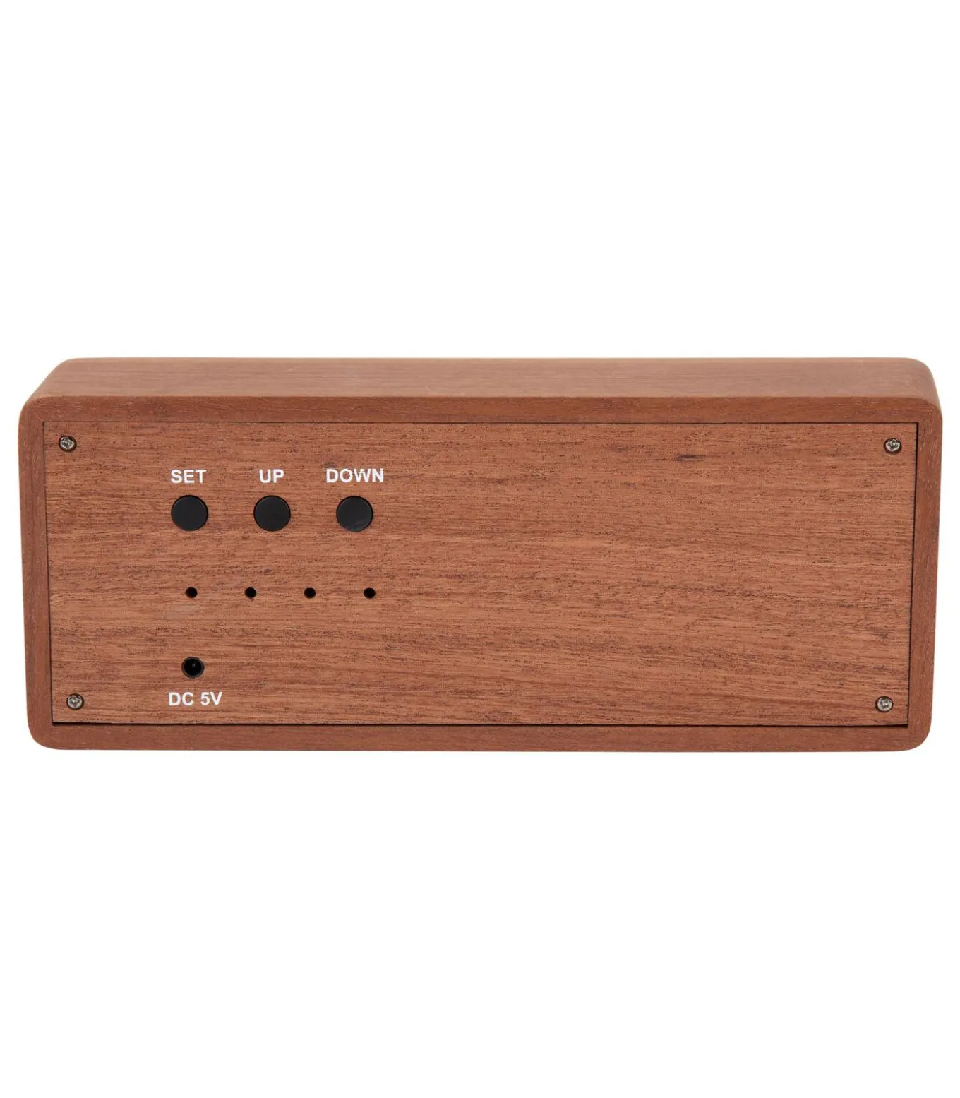 Wekker Solid Wood Engraved - Donkerhout - 20x4.5x8cm