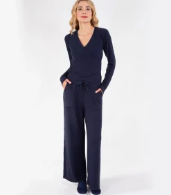 Wikkel T-shirt in marineblauw voor dames