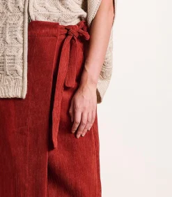 Wikkelrok van ribfluweel terracotta