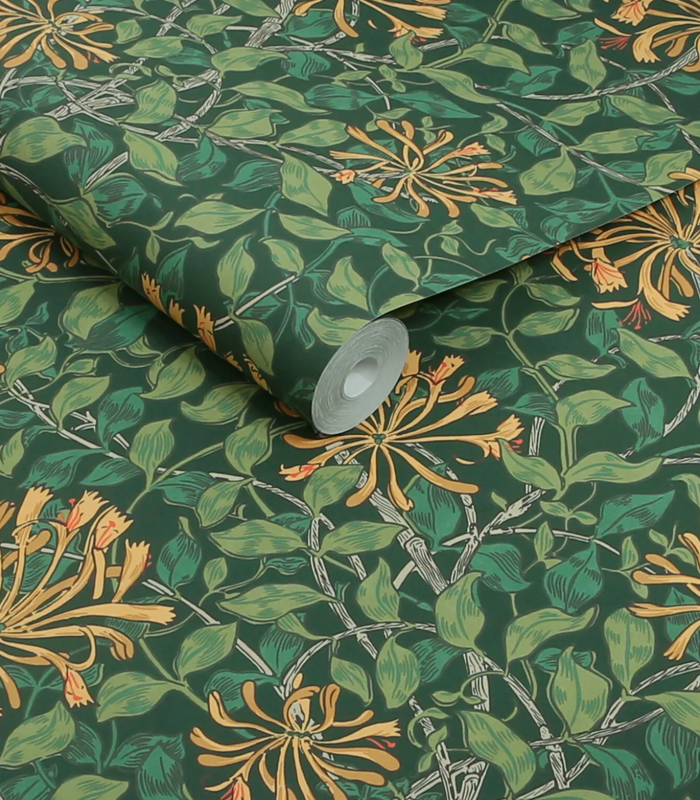 William Morris at Home Vliesbehang - Honeysuckle Verde - 1000x52