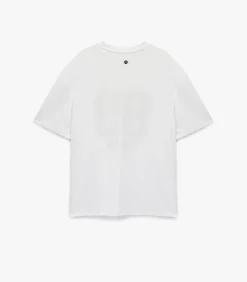 Wit Herenshirt Korte Mouwen V-hals Bedrukt