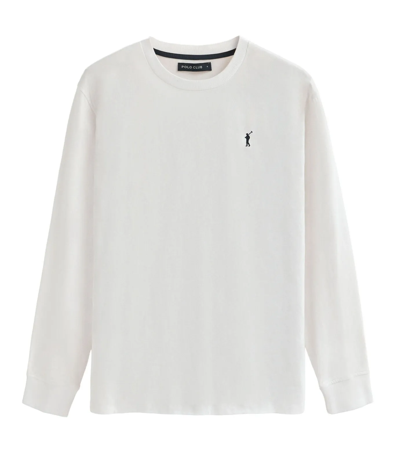 Wit T-shirt met lange mouwen en geborduurd Rigby Go-logo.