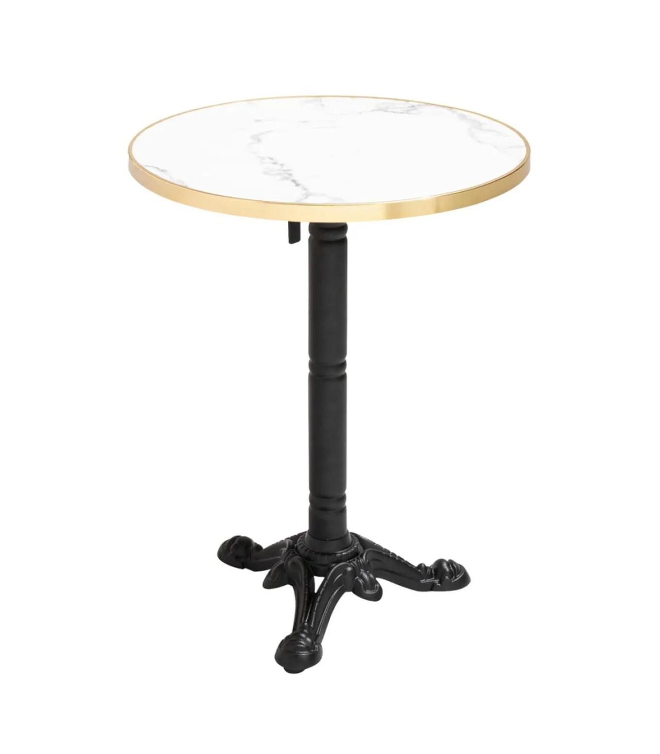 Witte marmeren terrastafel van 60 cm en 2 grijze stoelen