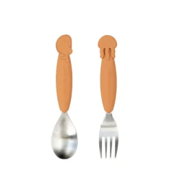 YummyPlus Lepeltje en Vorkje set Sea friends Mustard