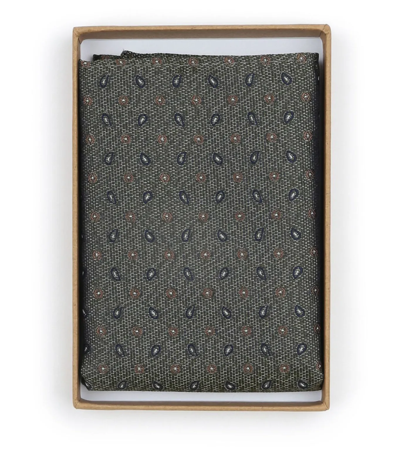 Zijde Pochet Small Paisley Olive