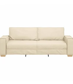 3-Zits Sofa met kussen Crème 220 x 78 x 84 cm Stof