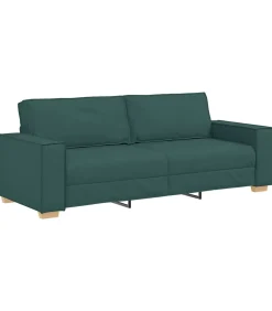 3-Zits Sofa met kussen Donkergroen 220 x 78 x 84 cm Stof