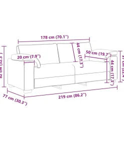 3-zitsbank 178 cm fluweel zwart