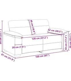 2-zitsbank 120 cm stof lichtgrijs
