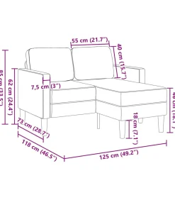2-zitsbank met chaise L-vorm wijnrood 125 cm fluweel