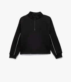 Zwart Kinder Sweatshirt Lange Mouwen Halve Rits