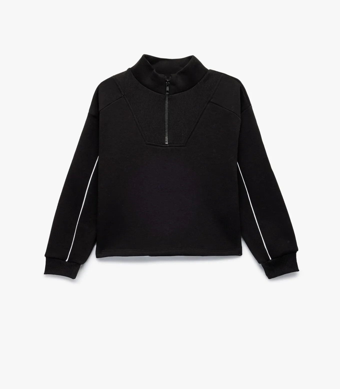 Zwart Kinder Sweatshirt Lange Mouwen Halve Rits