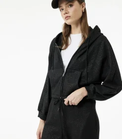 Zwart Sweatshirt met Capuchon en Zakdetails