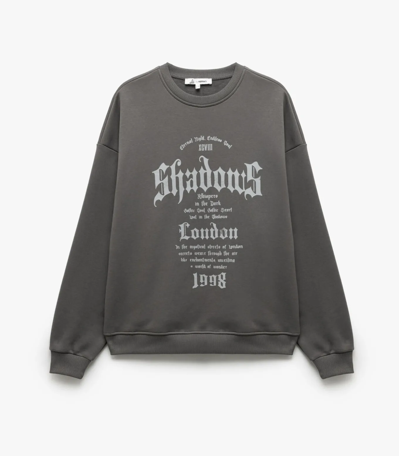 Zwart Sweatshirt Oversize Bedrukt Ronde Hals