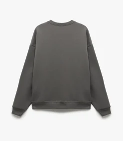 Zwart Sweatshirt Oversize Bedrukt Ronde Hals