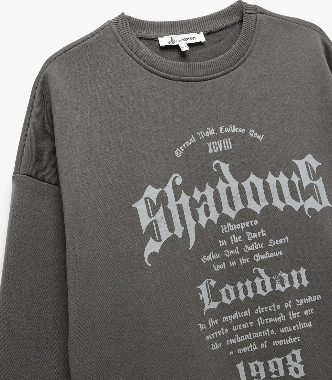 Zwart Sweatshirt Oversize Bedrukt Ronde Hals