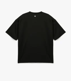 Zwart T-shirt Ronde Hals Korte Mouwen Bedrukt