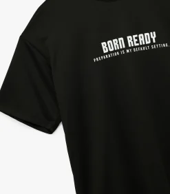 Zwart T-shirt Ronde Hals Korte Mouwen Bedrukt