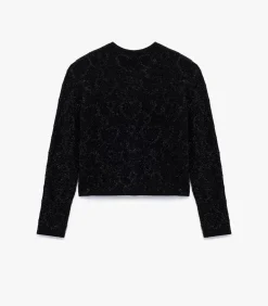 Zwarte Gebreide Cardigan Lange Mouwen Knoopsluiting