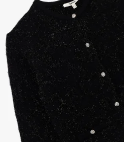 Zwarte Gebreide Cardigan Lange Mouwen Knoopsluiting