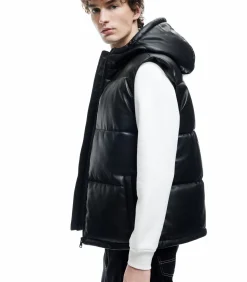 Zwarte Heren Bodywarmer met Capuchon en Zakdetails