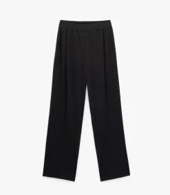 Zwarte Joggingbroek Hoge Taille Wijde Pijpen