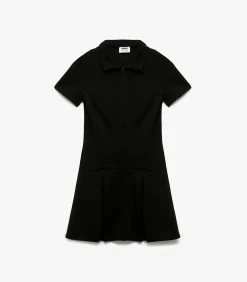 Zwarte Kinderjurk Slanke Pasvorm Polokraag Met Rits