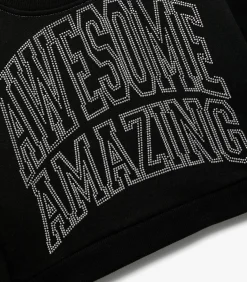 Zwarte Meisjestrui Lange Mouwen Stenen Details