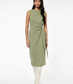 Zwarte Mouwloze Midi-jurk met Ceintuur