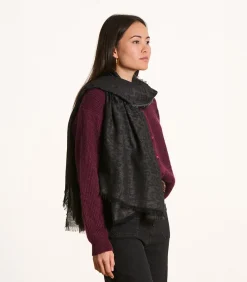 Zwarte sjaal van wol en katoen