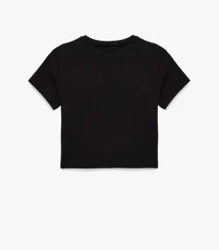 Zwarte Slanke Pasvorm T-shirt Korte Mouwen