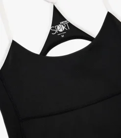 Zwarte Slim Fit Sporttop Mouwloos Rugdetail