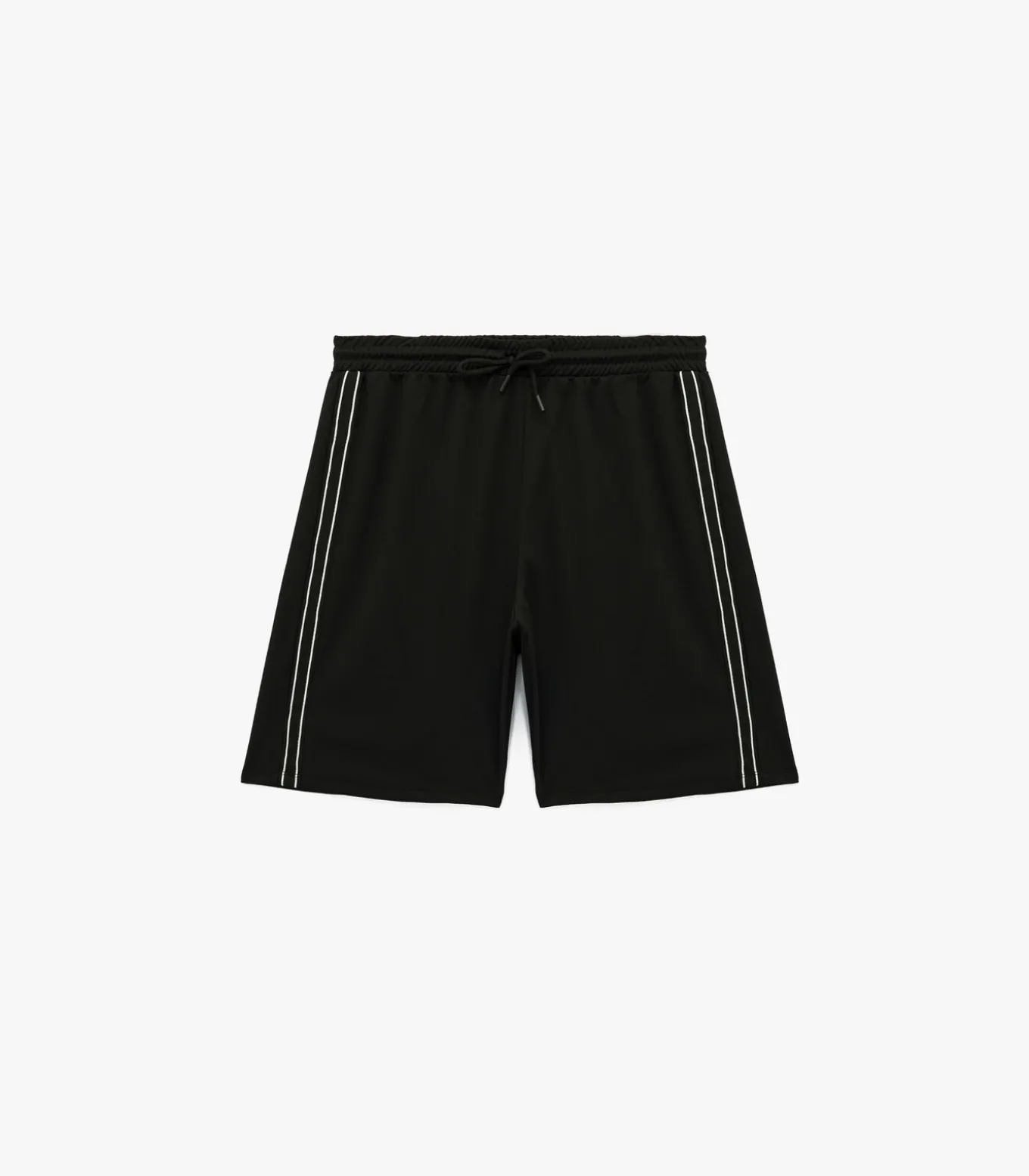 Zwarte Sportshort met Elastische Taille en Strependetail